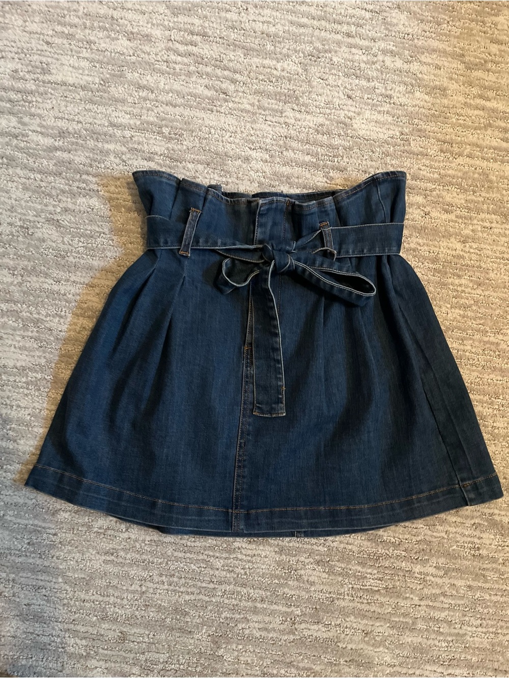 Black Label Dark Indigo Denim Paperbag Skirt with Tie